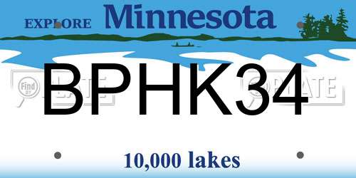 BPHK34 Minnesota License Plate