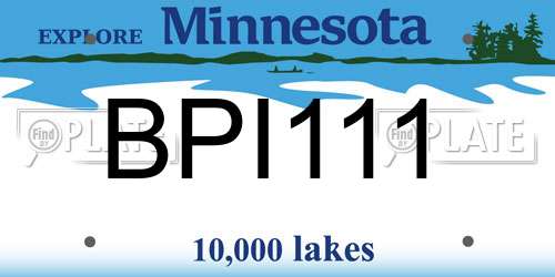 BPI111 Minnesota License Plate