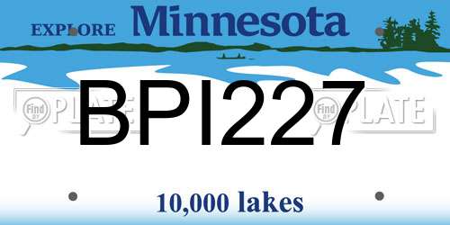 BPI227 Minnesota License Plate