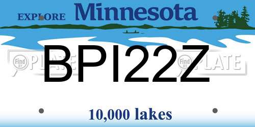 BPI22Z Minnesota License Plate