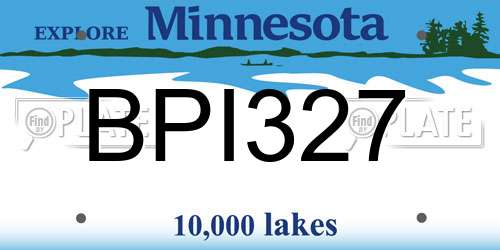 BPI327 Minnesota License Plate
