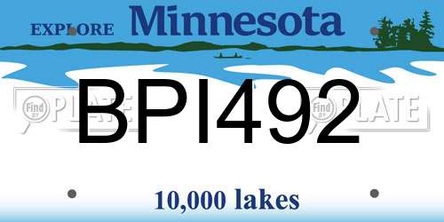 BPI492 Minnesota License Plate
