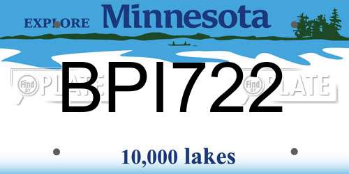 BPI722 Minnesota License Plate