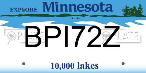 BPI72Z Minnesota License Plate