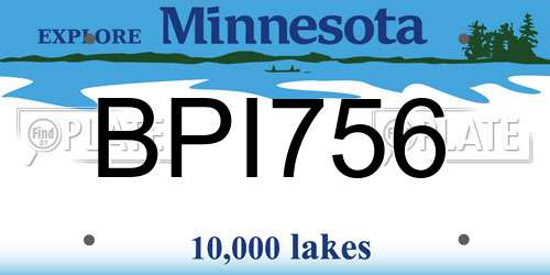 BPI756 Minnesota License Plate