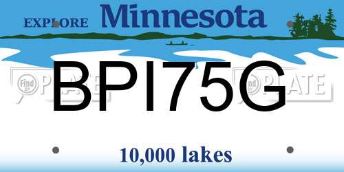 BPI75G Minnesota License Plate
