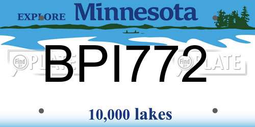 BPI772 Minnesota License Plate