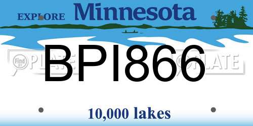 BPI866 Minnesota License Plate