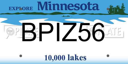 BPIZ56 Minnesota License Plate