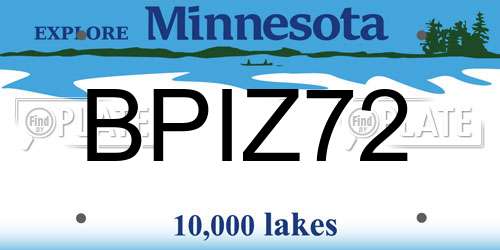 BPIZ72 Minnesota License Plate