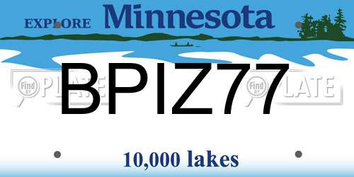 BPIZ77 Minnesota License Plate