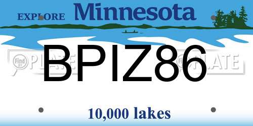 BPIZ86 Minnesota License Plate
