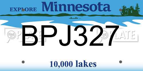 BPJ327 Minnesota License Plate