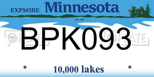 BPK093 Minnesota License Plate