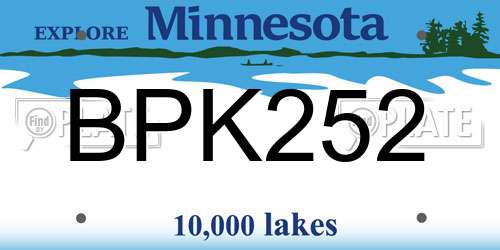 BPK252 Minnesota License Plate