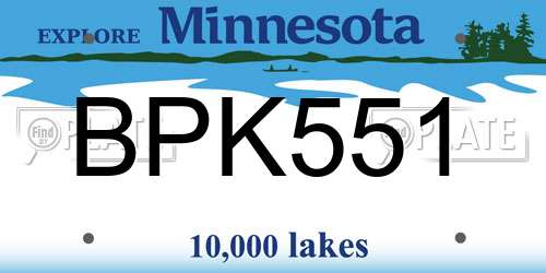 BPK551 Minnesota License Plate
