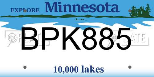 BPK885 Minnesota License Plate