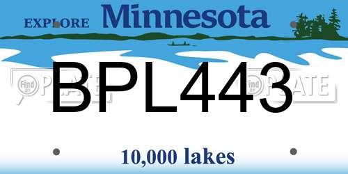 BPL443 Minnesota License Plate