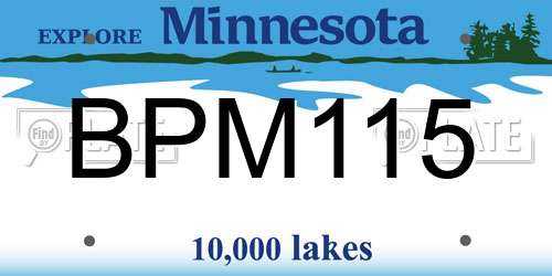 BPM115 Minnesota License Plate