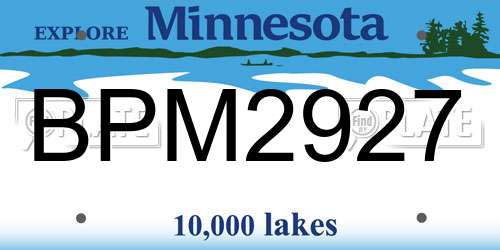 BPM2927 Minnesota License Plate