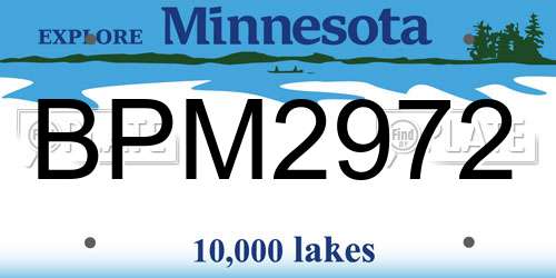 BPM2972 Minnesota License Plate