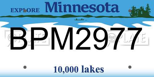 BPM2977 Minnesota License Plate