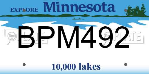 BPM492 Minnesota License Plate