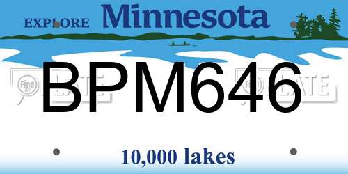 BPM646 Minnesota License Plate