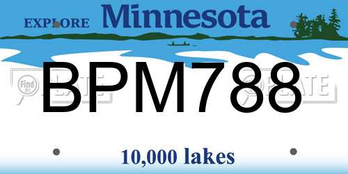 BPM788 Minnesota License Plate