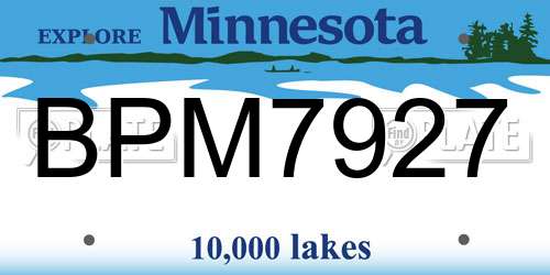 BPM7927 Minnesota License Plate