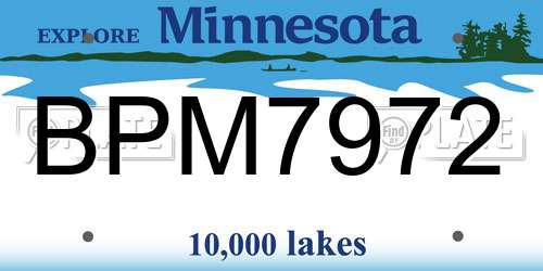 BPM7972 Minnesota License Plate