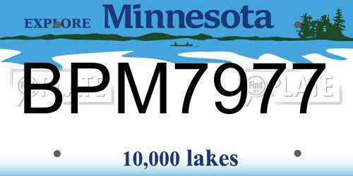 BPM7977 Minnesota License Plate