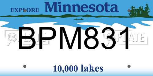 BPM831 Minnesota License Plate