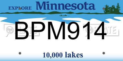 BPM914 Minnesota License Plate