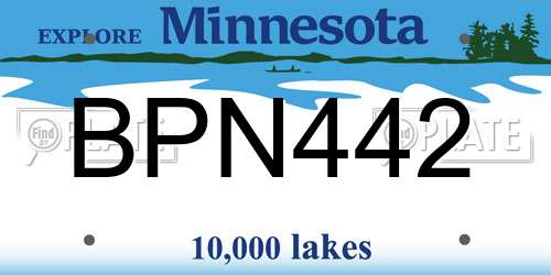 BPN442 Minnesota License Plate