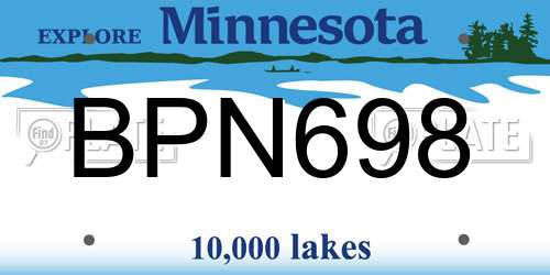 BPN698 Minnesota License Plate