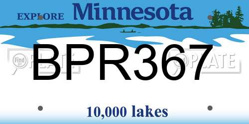 BPR367 Minnesota License Plate