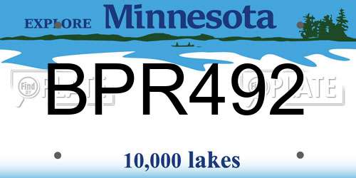 BPR492 Minnesota License Plate