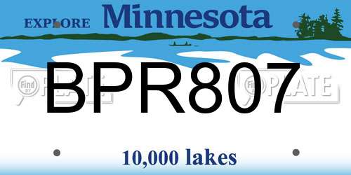 BPR807 Minnesota License Plate