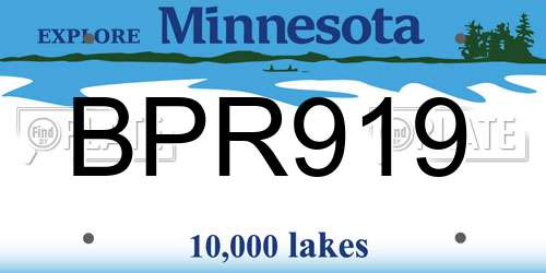 BPR919 Minnesota License Plate