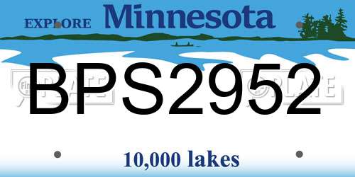 BPS2952 Minnesota License Plate