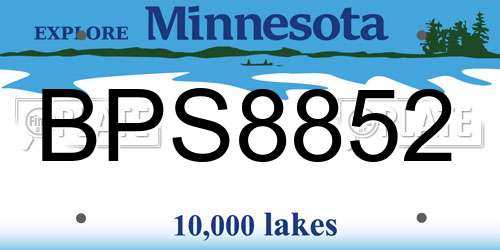 BPS8852 Minnesota License Plate