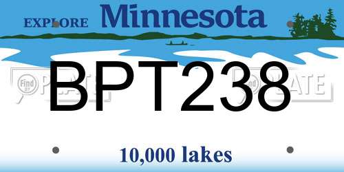BPT238 Minnesota License Plate