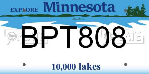 BPT808 Minnesota License Plate