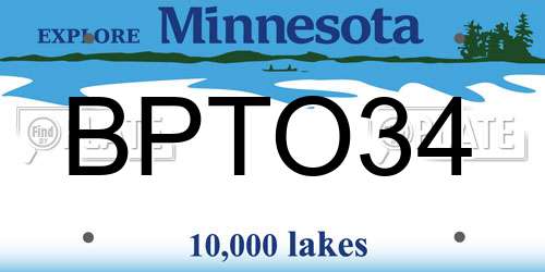 BPTO34 Minnesota License Plate