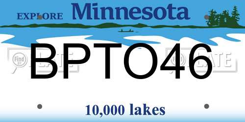 BPTO46 Minnesota License Plate