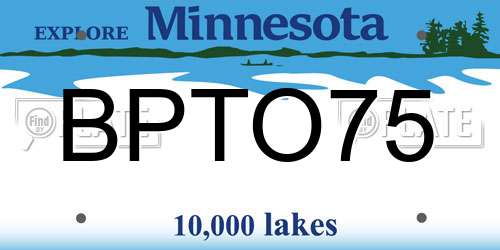BPTO75 Minnesota License Plate