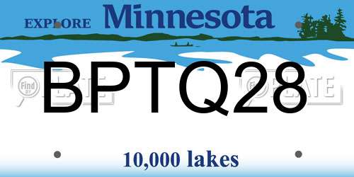 BPTQ28 Minnesota License Plate
