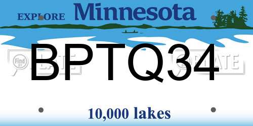 BPTQ34 Minnesota License Plate