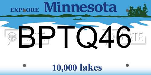 BPTQ46 Minnesota License Plate